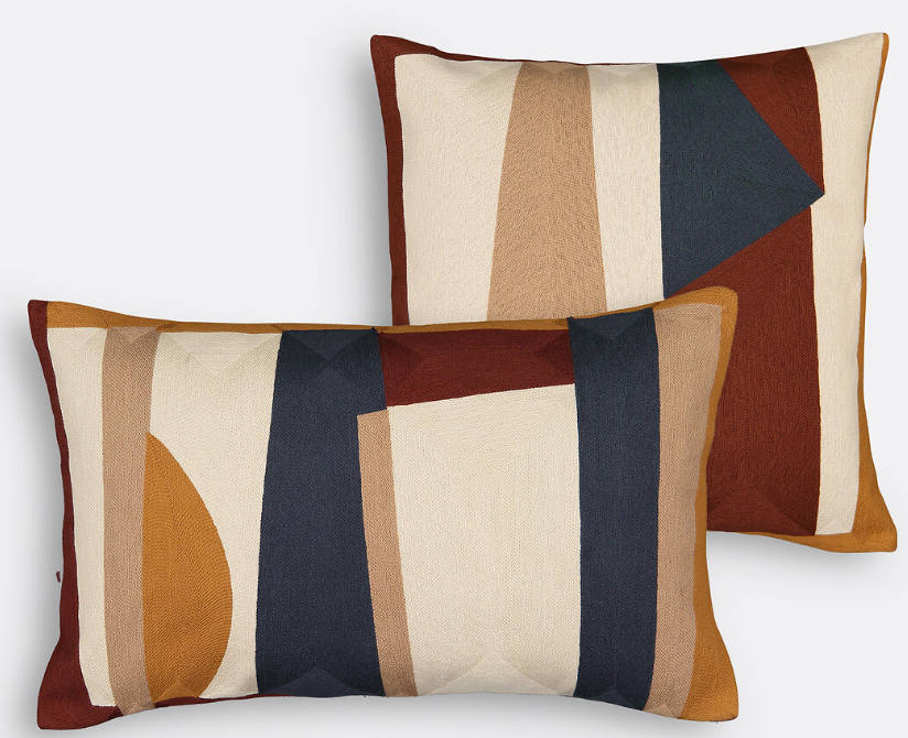 coussins bleu rouge feng shui
