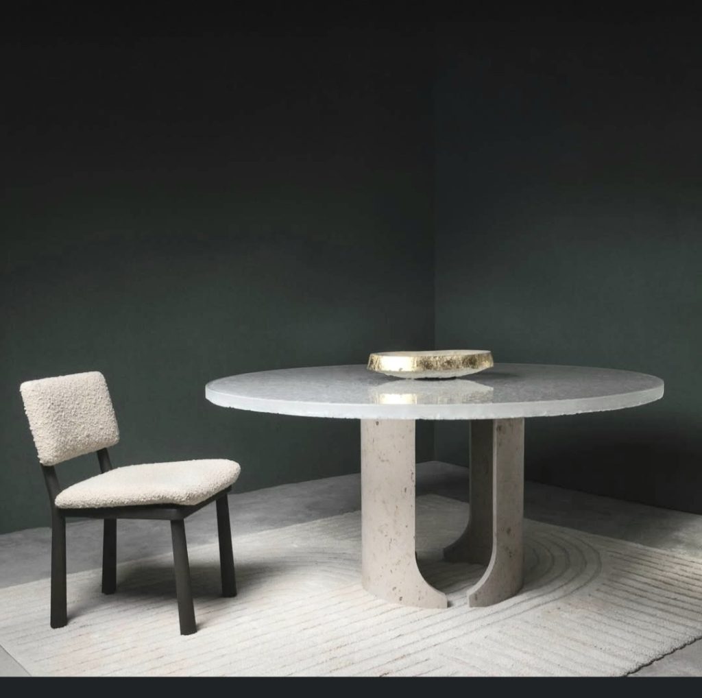 table en pierre et verre